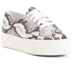 SUPERGA platform snakeskin sneakers, size 10.5